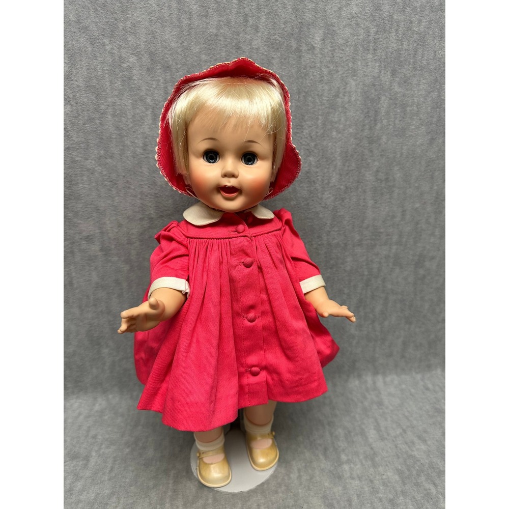 Madame Alexander Vintage Doll Girl 18in Pink Coat Dress Bonnet  Retro - Picture 13 of 14